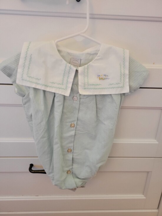 Pepa London Other - Pepa Kids Green Striped Sailor Collar One-Piece